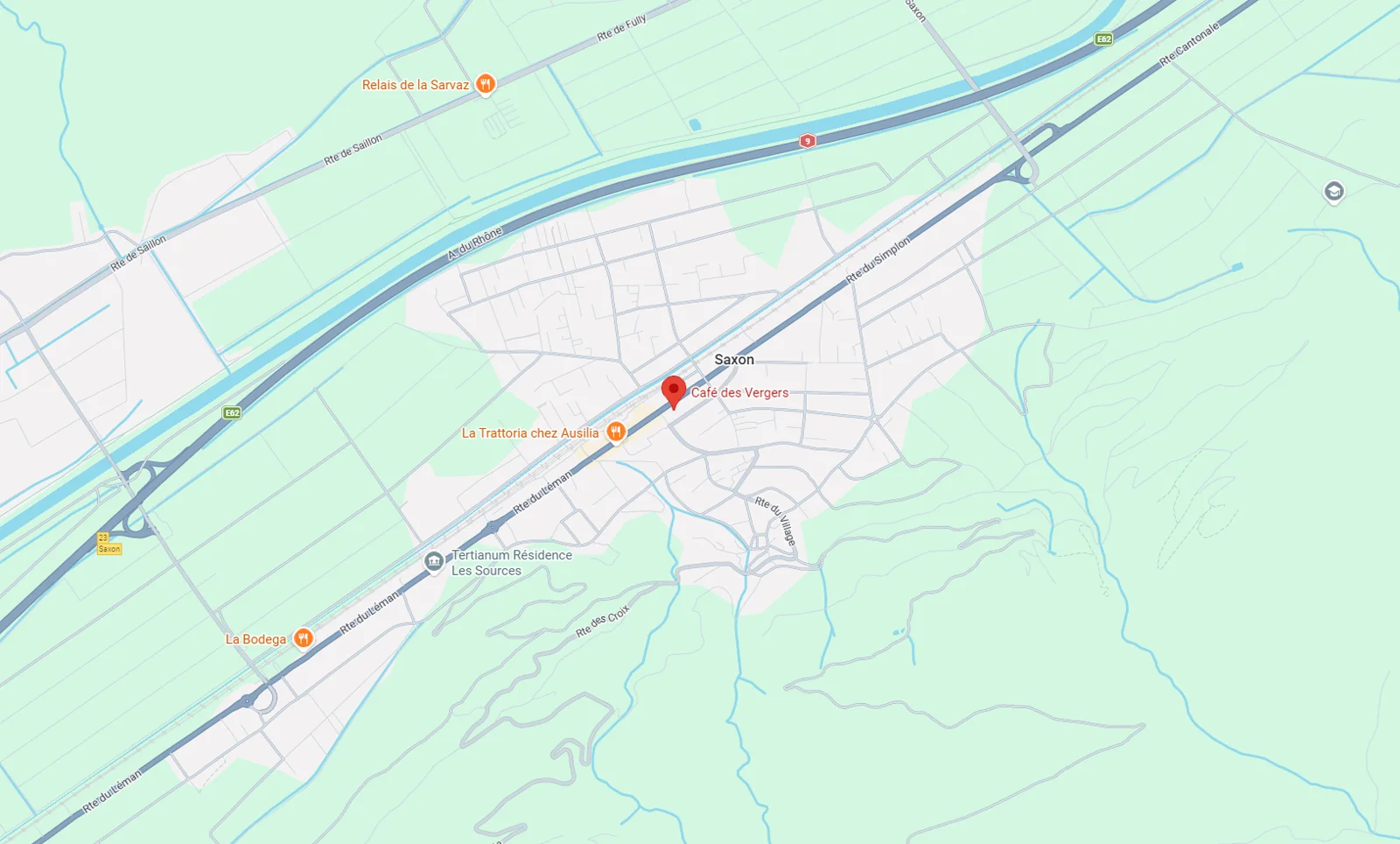 Plan de Saxon indiquant l’emplacement du Café des Vergers